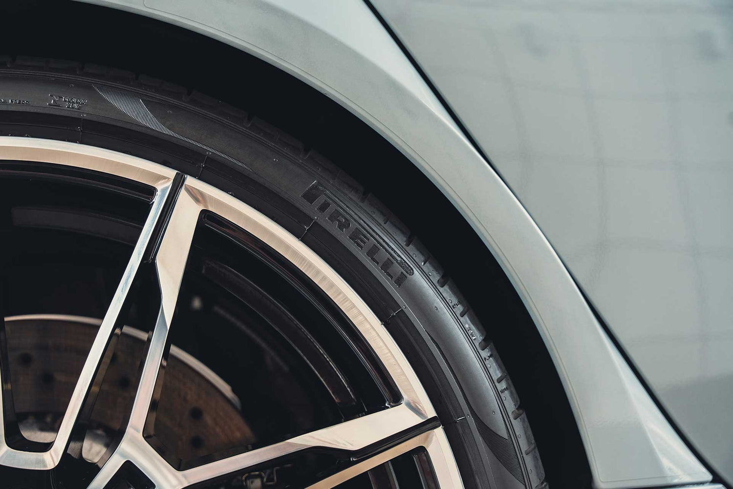 matte tire shine on sidewall of pirelli tire